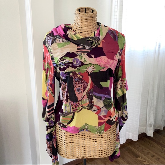 Christian Lacroix Tops - Christian Lacroix 70s vibe retro long sleeve top L